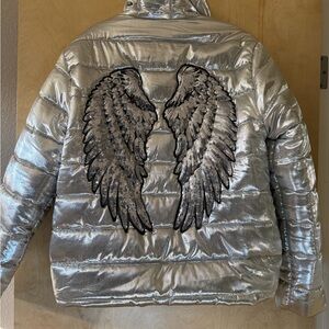Silver Angel Wing Puffer Jacket